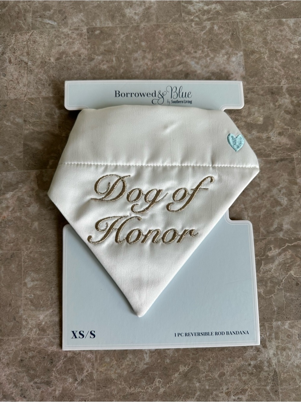 Dog of Honor Reversible Bandana - White with Gold Script